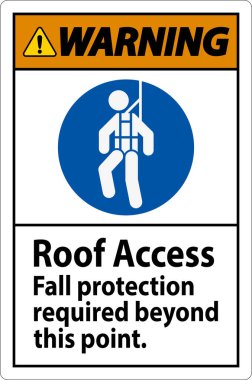 Uyarı İşareti, Çatı Erişimi - Düşme Koruması Bu Noktanın Ötesine Gerekli