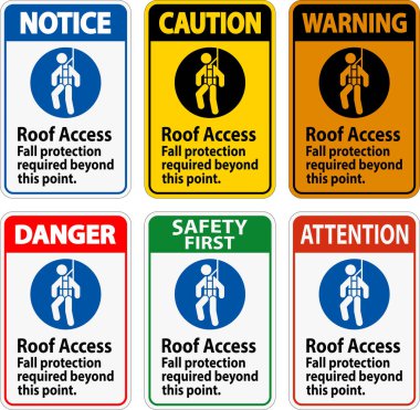 Uyarı İşareti, Çatı Erişimi - Düşme Koruması Bu Noktanın Ötesine Gerekli