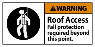 Uyarı İşareti, Çatı Erişimi - Düşme Koruması Bu Noktanın Ötesine Gerekli