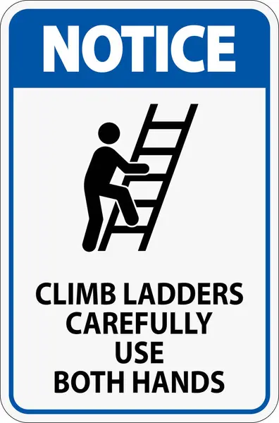 stock vector Notice Sign, Climb Ladders Carefully Use Both Hands