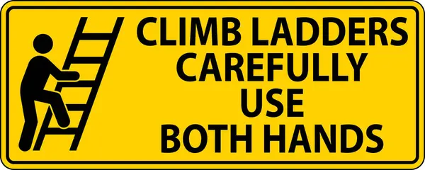 stock vector Safety First Sign, Climb Ladders Carefully Use Both Hands