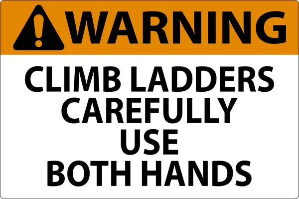 stock vector Warning Sign, Climb Ladders Slowly and Use Both Hands