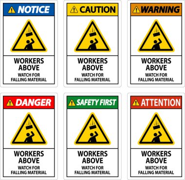 Tehlike İşareti, Düşen Malzemeler İçin İşçiler Tetikte