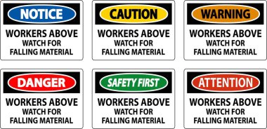 Tehlike İşareti, Düşen Malzemeler İçin İşçiler Tetikte