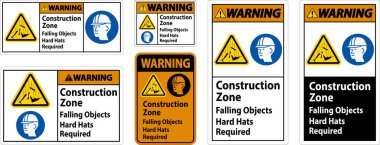 Warning Sign, Construction Zone, Falling Objects Hard Hats Required clipart