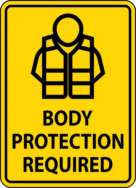 stock vector A clear safety sign indicating the mandatory use of body protection gear in a designated area.