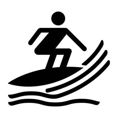 Dalgalarda sörf yapan bir sörfçünün minimalist siyah silueti basit bir dizaynla su sporlarının ve yaz maceralarının özünü yakalıyor. Yaşam tarzı temaları için mükemmel.