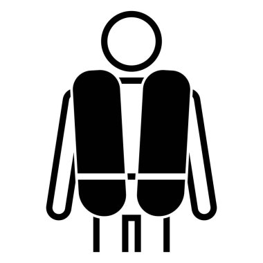 Can yeleği giyen birini temsil eden basit bir ikon. Su aktiviteleri sırasında güvenliği ve korumayı simgeliyor. Tekne ve acil durum kullanımı için ideal.