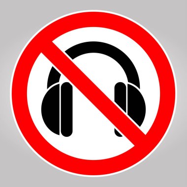 Kulaklıklara karşı bir yasaklama sembolünü gösteren açık bir uyarı işareti. Halka açık veya özel alanlarda ses aygıtlarına kısıtlamalar getirmek için mükemmel. 