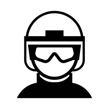 Miğferli bir figürün minimalist silueti güvenlik ve koruma temalarını temsil eder. Spor, macera ve acil durum görselleri için ideal.