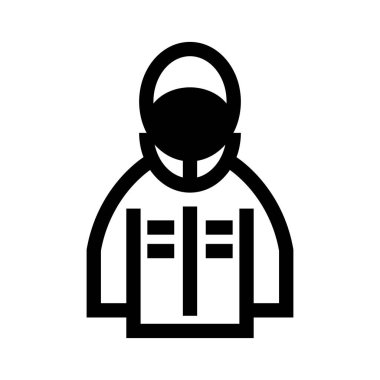 Bu minimalist ikon, çeşitli mesleki çevrelerde güvenliği ve sağlığı sembolize eden koruyucu kıyafetli bir kişiyi temsil ediyor. Koruma ve sağlıkla ilgili kavramları resmetmek için mükemmel.