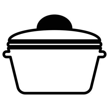 Mutfak ve yemekle ilgili çizimler için uygun minimalist siyah tencere ikonu. Tariflerde, mutfak tasarımlarında ve mutfak aletleri grafiklerinde kullanmak için mükemmel..