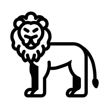 Cesur çizgileri ve karakteristik özellikleri olan çarpıcı bir aslan tasviri. Vahşi yaşam temalı tasarım projeleri veya eğitim materyalleri için ideal.