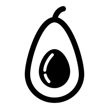 Avokado 'nun şık siyah beyaz çizimi, yemek projeleri ya da beslenme temaları için mükemmel. Sağlıklı yemek seçeneklerini sergilemek için ideal..