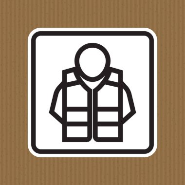 This image features a minimalist icon of a safety vest on a brown background. Ideal for representing safety and protection in various professional settings. clipart