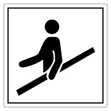 Tırmanan bir insanın tehlikeli tırmanma durumlarında ihtiyat ve farkındalık ihtiyacını vurgulayan net bir güvenlik işareti..