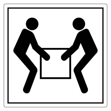Bir kutuyu birlikte kaldıran, takım çalışmasını ve iş birliğini sembolize eden iki figürü tasvir eden basit bir siyah ve beyaz simge.