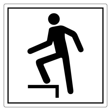 Güvenlik ve farkındalığı arttırmak için tasarlanmış bir adım tehlikesini gösteren minimalist uyarı işareti. Uyarı mesajı gerektiren inşaat alanları veya kamusal alanlar için ideal.