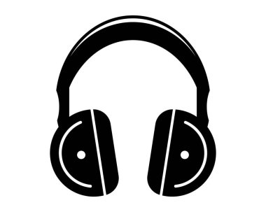 Modern Tasarımda Müzik, Ses, Ses veya Teknoloji Teması İçin Siyah ve Beyaz Kulaklıklar Simgesi