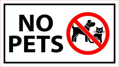 Kırmızı Çemberde Köpek ve Kedi Simgesi ve Beyaz Arkaplanda Grev Tabelaları