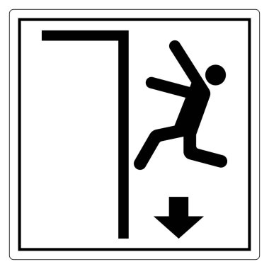 Dikkat Düşen Tehlike Simgesi Basit Kişi Tırmanma ve Düşen Tehlike Simgesi