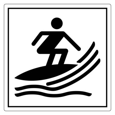 Plaj ve Sörf Teması İçin Minimalist Tasarım Teknesinde Sörf Dalgalarında Siyah ve Beyaz Simgesi