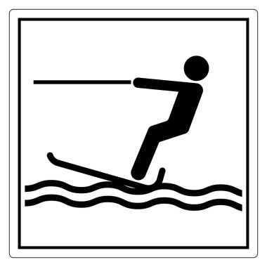 Bir insanın dinamik ikonu su kayağı yapıyor heyacan ve heyecan dolu bir su kütlesi üzerinde tasvir ediyor