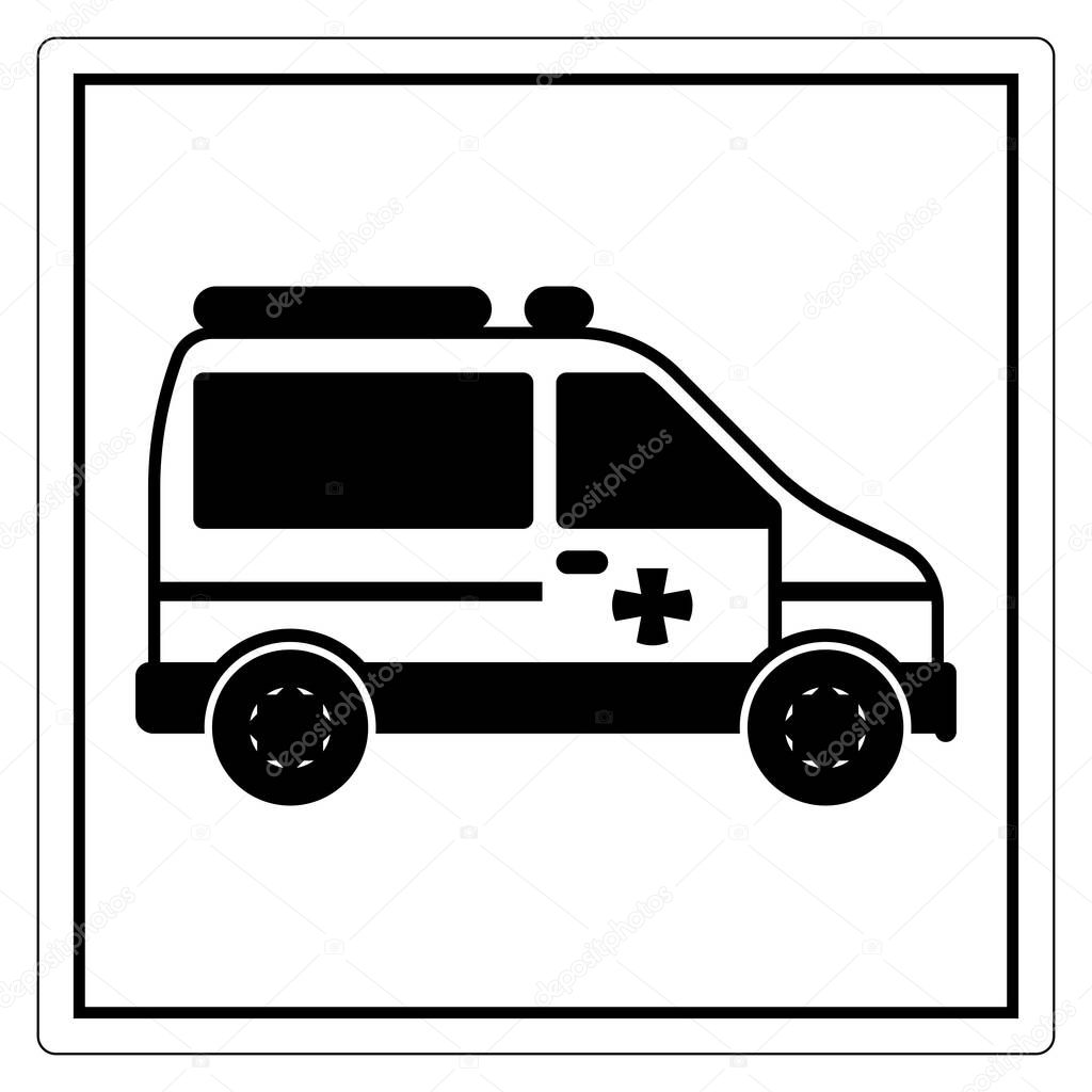 Black and White Ambulance Illustration for Medical Use