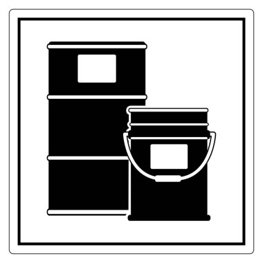 Bu resimde bir yağ fıçısı ve boya kutusunun siyah beyaz bir grafiği yer alıyor. Endüstriyel ya da ev teması için idealdir, bu tasarım kamu hizmetleri ve depolama.