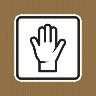 Kahverengi dokulu arka plandaki basit bir el resmi güvenlik ve ihtiyatı simgeler. Bu tasarım işaret ve uyarılar için net bir görsel iletişim aracı görevi görür.