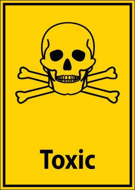 Kafatası ve çapraz kemikleri içeren çarpıcı bir uyarı işareti parlak sarı arka planda, zehirli tehlikeleri vurguluyor. Güvenlik kampanyaları için ideal..