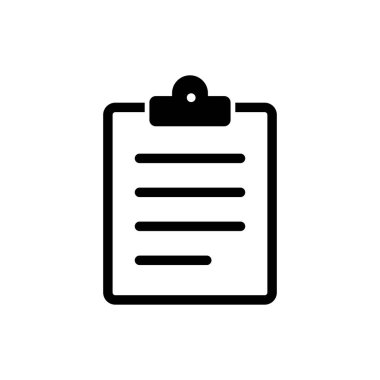 Bu parlak siyah-beyaz simge, iş, eğitim ve organizasyon alanlarında çeşitli uygulamalar için mükemmel bir kağıt içeren bir panoya sahip, üretkenliği artıran bir panoya sahip..