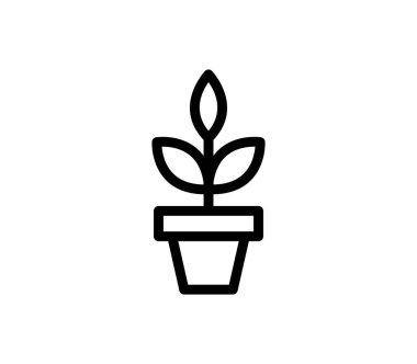 Yapraklı bir saksı bitkisinin minimalist tasarımı, doğadan esinlenilmiş tasarım projeleri ve dijital sanatta çevre dostu temalar için mükemmel..