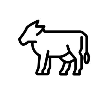 Çiftlik temalı sanatta basitlik ve zarafeti vurgulayan çeşitli tasarım projeleri için uygun bir ineğin minimalist tasviri.