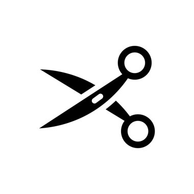 Bu siyah beyaz makas ikonu yaratıcılığı ve hassasiyeti temsil eder, grafik tasarım projeleri, sanat ve el sanatları ve profesyonel kullanım için mükemmeldir..