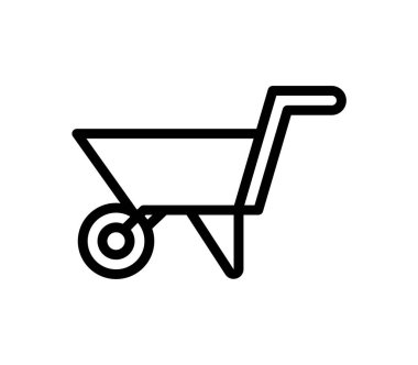 Bu minimalist illüstrasyonda, inşaat ve bahçe işleri için ideal bir siyah beyaz el arabası ikonu yer alıyor. Açık hava aktiviteleriyle ilgili projeler için mükemmel.