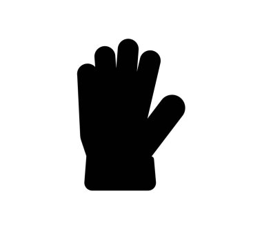 Farklı yaratıcı projeler, tasarım işleri ve illüstrasyon amaçları için uygun, ayırt edici bir jest içinde siyah bir eldiven silueti..