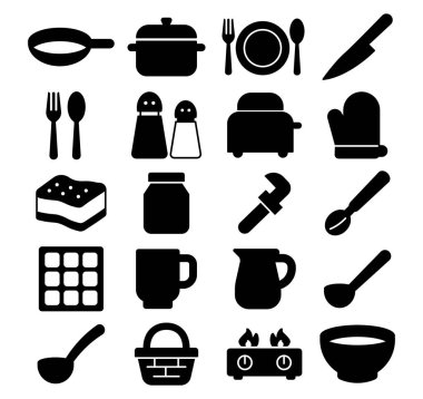 Mutfak Utensilleri ve Bulaşık Kalıpları Mutfak ve Yemek Teması İçin Ayarlandı 