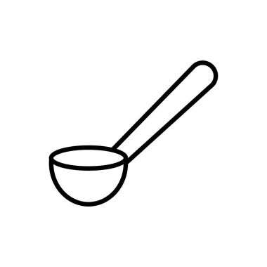 Yemek kepçesinin bu siyah ve beyaz tasviri aşçılık çizimleri için mükemmeldir. Basit tasarım mutfaktaki işlevini vurgular..