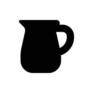 Bu resim, modern mutfak tasarımları veya içecek temaları için mükemmel olan beyaz arka plan karşısında bir sürahinin basit siyah siluetini içerir..