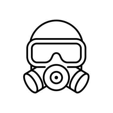 Bu resimde koruyucu bir solunum cihazının basit bir sanat tasarımı yer alıyor. Görüntü, çeşitli ortamlarda güvenlik ve sağlık tedbirlerini vurguluyor.