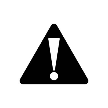 Bir ünlem işareti içeren koyu siyah uyarı üçgeni ikonu, alarm ve güvenlik uyarıları için idealdir. Açık tasarım dikkat ve dikkati vurguluyor..