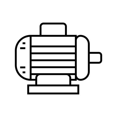 Sanayi ve mühendislik amaçları için ideal elektrikli bir motorun basit ve temiz bir çizimi. Teknolojiye odaklı projeler ve kaynaklar için mükemmel.