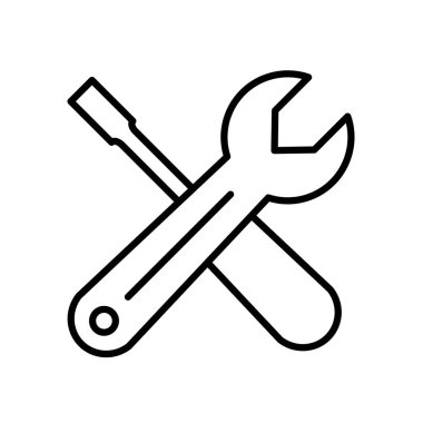 Bu vektör grafiği basit bir anahtar ve tornavida çizimi içerir. Onarım ve bakım işleri için mükemmeldir..