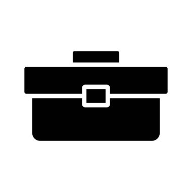 İş ve profesyonel temaları temsil eden parlak siyah bir evrak çantası ikonu. Ofis ortamlarında, finansal sunumlarda ve kurumsal materyallerde kullanım için ideal.