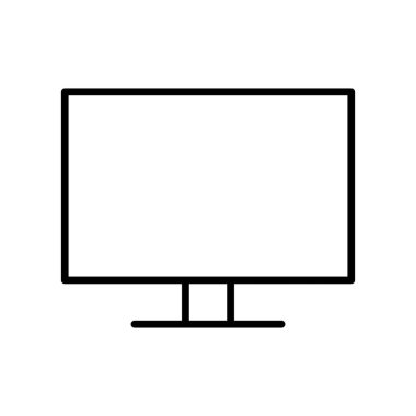 Bu minimalist monitör simgesi, dijital tasarım projelerinde, sunumlarda ve teknoloji grafiklerinde kullanım için mükemmel olan gösterişli vektör tarzında bir bilgisayar görüntüsünü temsil eder..