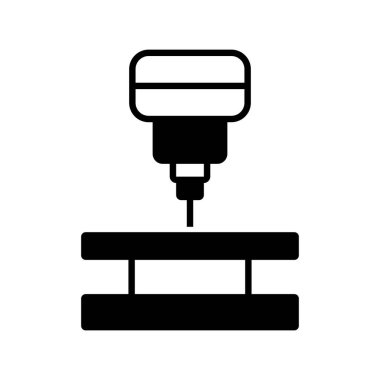 Bu siyah ve beyaz çizim matkap matkabını minimalist bir şekilde gösteriyor. Tasarım, imalat ve mühendislik temalarını berraklıkla temsil etmek için idealdir..
