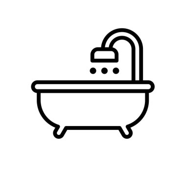 Bu minimalist küvet çizimi, temiz ve modern bir estetiği yansıtan bir duş başlığı içeriyor. Refah ve iç tasarım temaları için mükemmel.