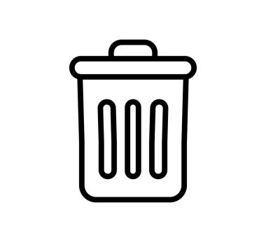 Atık yönetimini gösteren basit bir çöp kutusu taslağı. Minimalist bir tasarıma sahip temizlik temaları ve çevre projeleri için ideal.