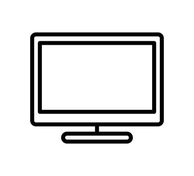 Bu resimde bir bilgisayar monitörünün minimalist bir taslağı yer almaktadır. Dijital tasarım, teknik sunumlar ve ofis ile ilgili grafik ihtiyaçları için idealdir..
